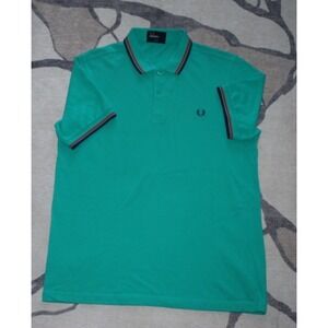 Fred Perry Men's Polo Shirt Green Slim Fit Size Large – Classic Laurel Logo
